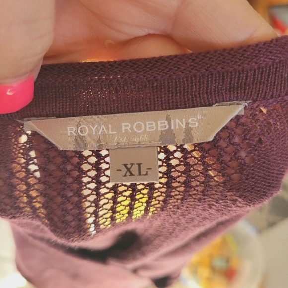 Royal Robbins Calaveras Cardigan Open Front Knit‎ Lightweight Pockets Purple XL - Picture 5 of 6